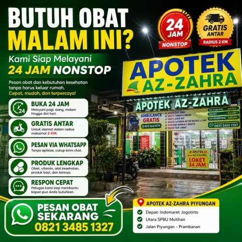 Apotek Az-Zahra Piyungan buka 24 jam
