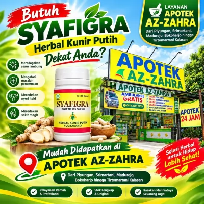 Syafigra Herbal Kunir Putih Dekat Anda | Apotek Az-Zahra Piyungan